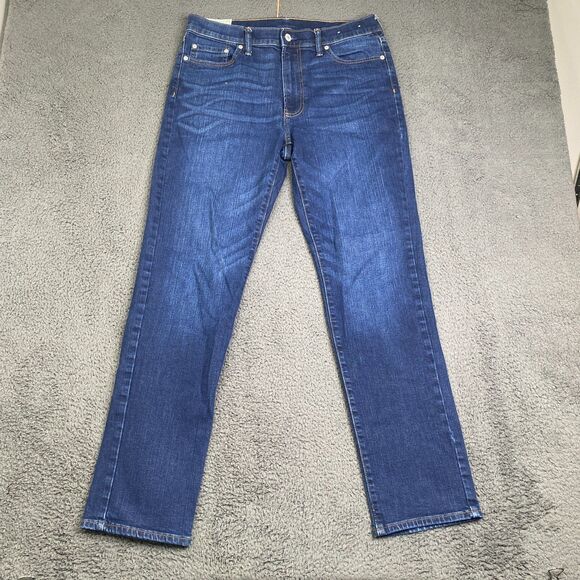 Abercrombie & Fitch Jeans 34x34 Tag 33x33 Actual Straight Stretch Dark Wash Blue